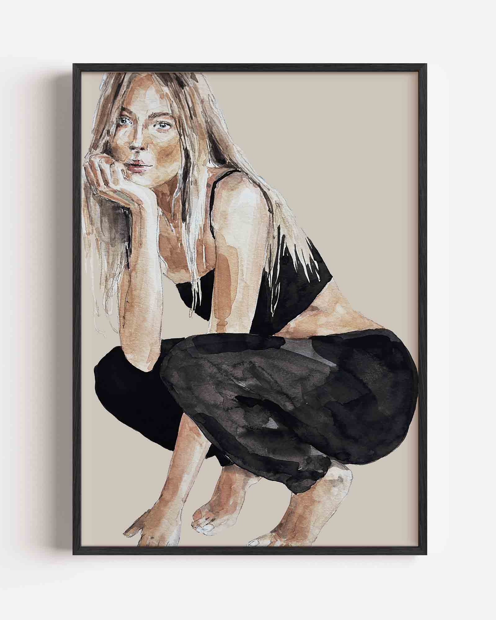Vrouw in zwart wit Poster