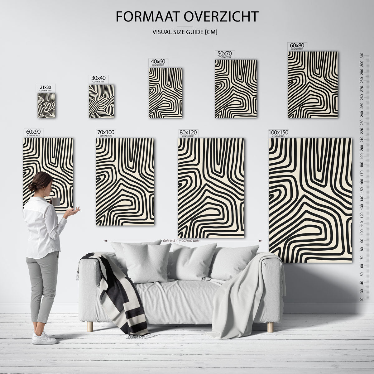 Zwart witte lijnen Poster