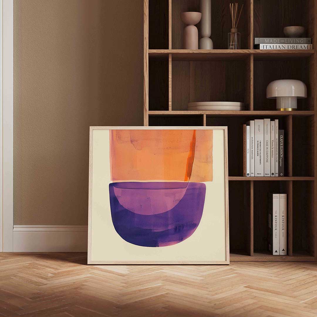 Oranje en paarse vormen Poster