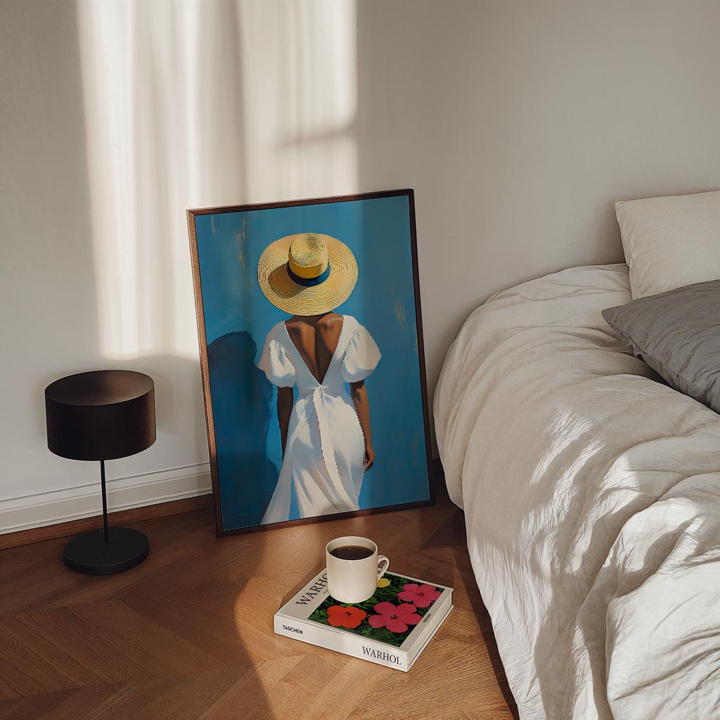 Zomerse Elegantie in Blauw Poster-WallArtistic