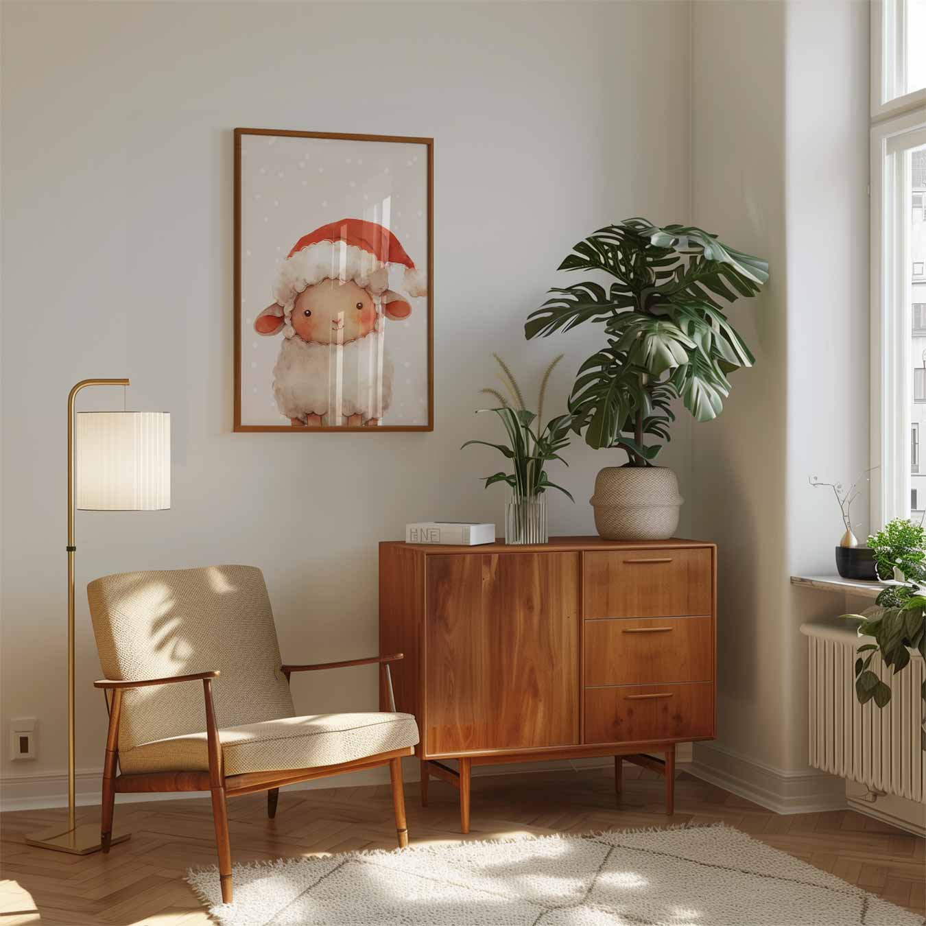 Schattige Kerst Schaap Poster-WallArtistic
