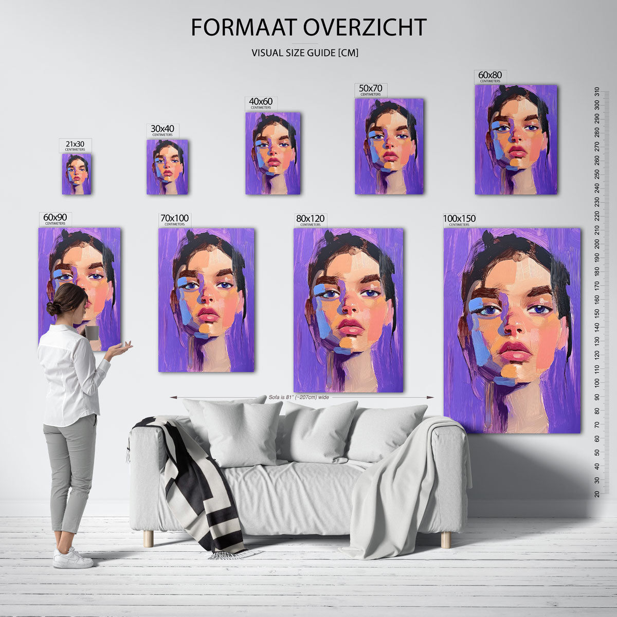Portret met paarse achtergrond Poster
