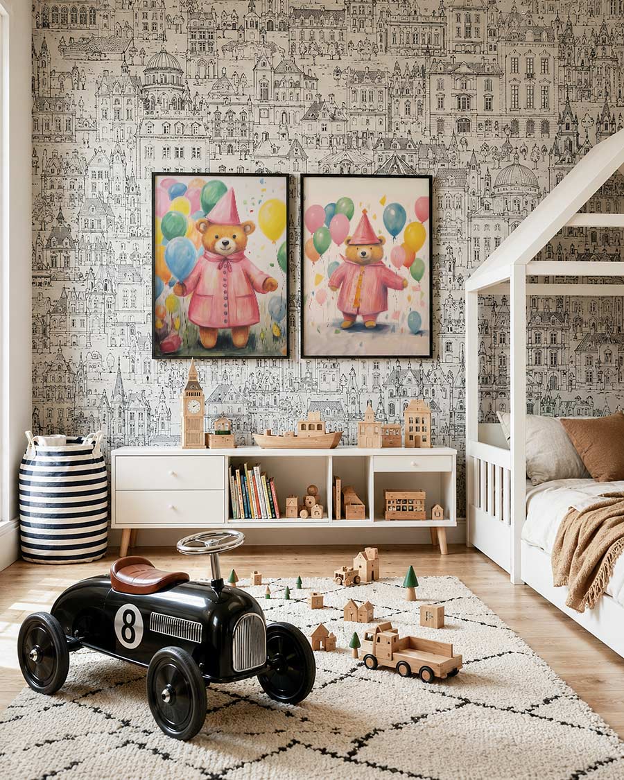 Vrolijke ballonbeer Posterset