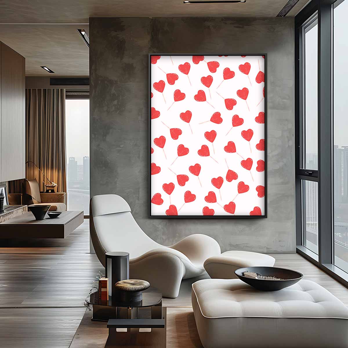 Hartvormige Lollypatroon Kunstwerk-canvas-dibond-plexiglas-wanddecoratie-WallArtistic
