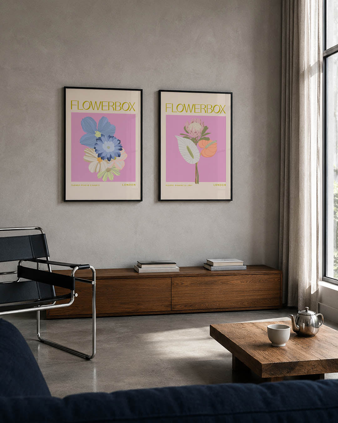 Bloemen en pastel Posterset