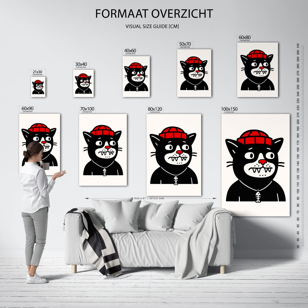 Kat met muts Poster
