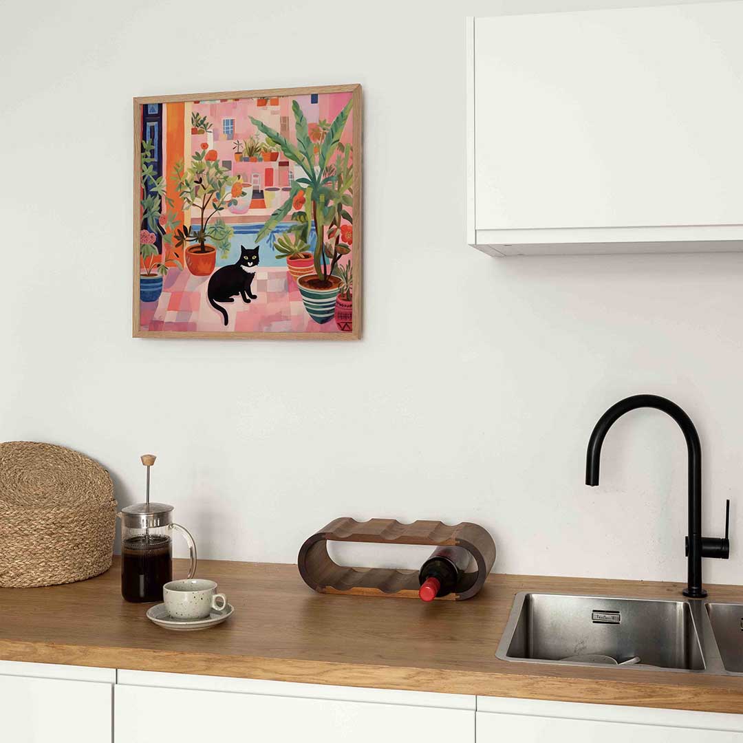 Kat tussen planten Poster