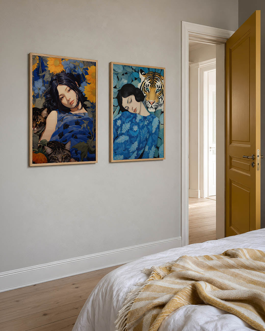 Bloemen en katten Posterset