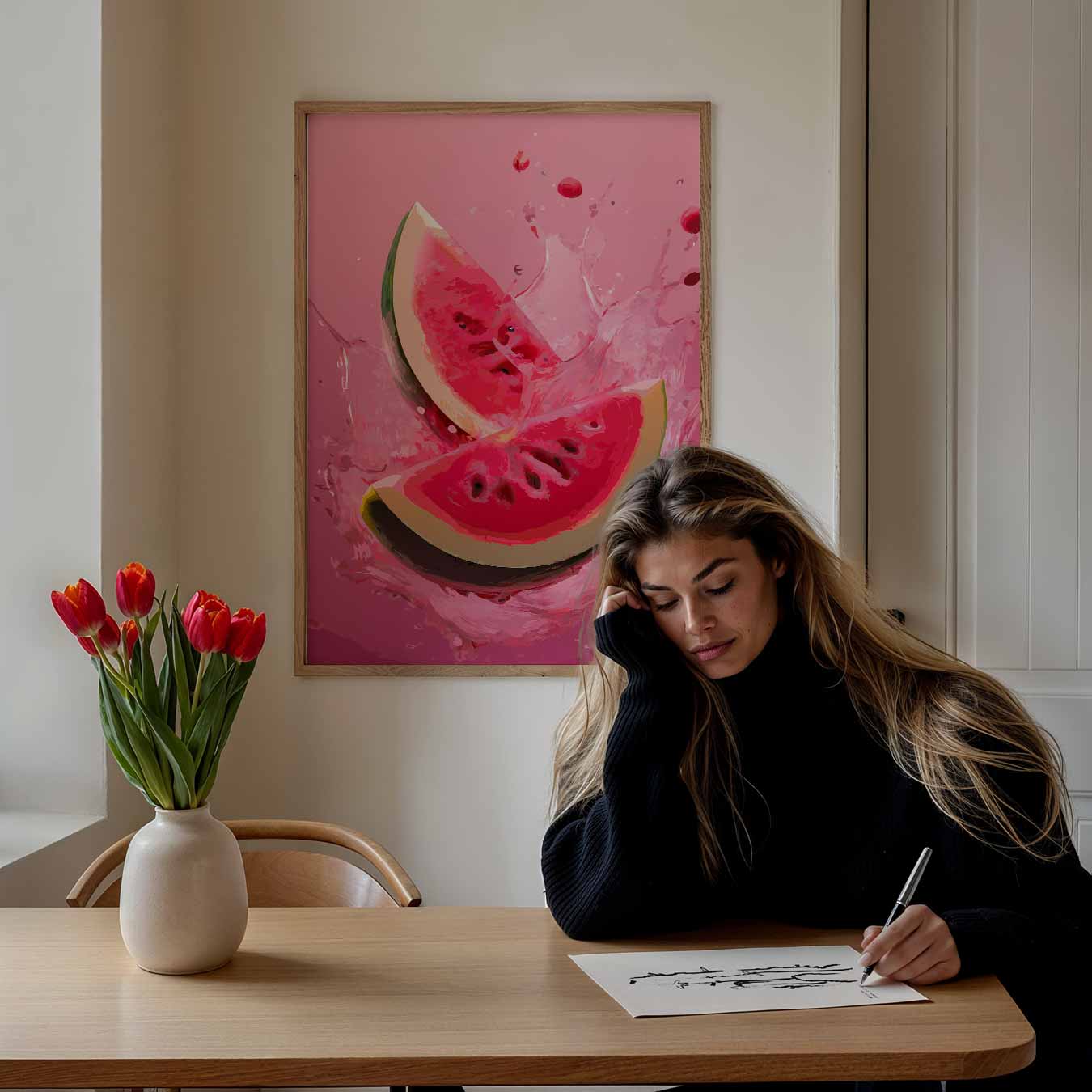 Spetterende Watermeloen Kunstposter-WallArtistic
