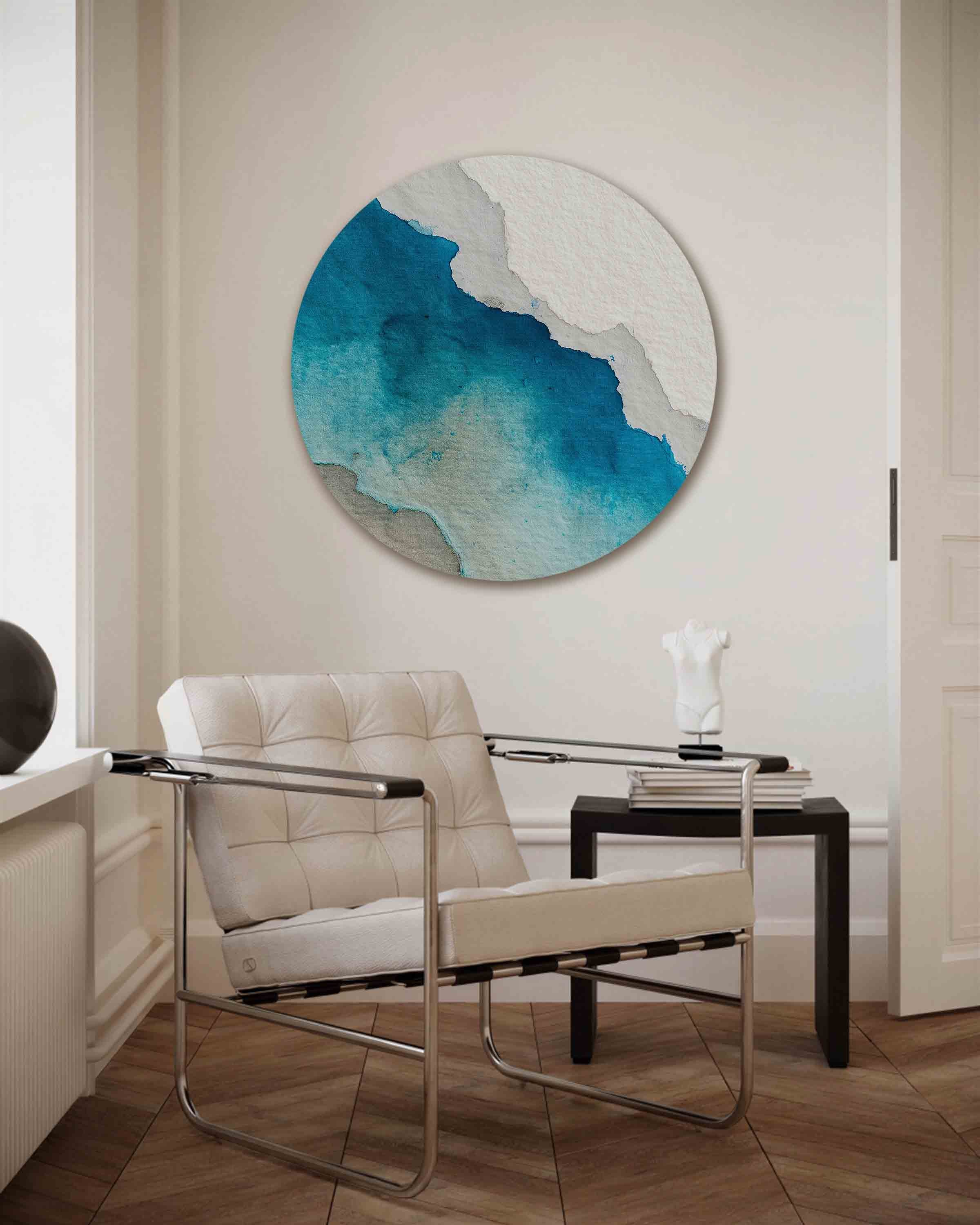 Blauwe en beige lagen Muurcirkel