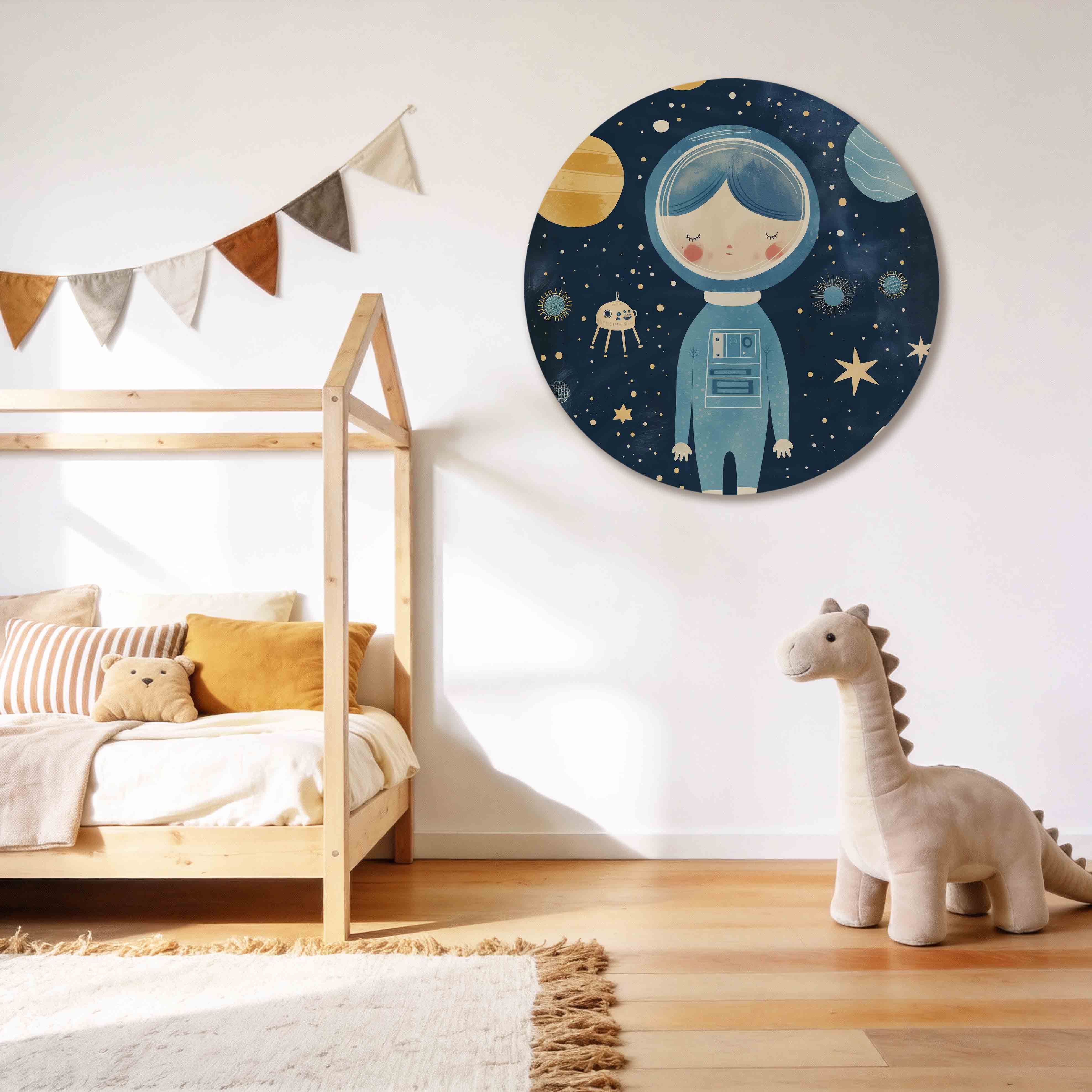 Astronaut en planeten Muurcirkel
