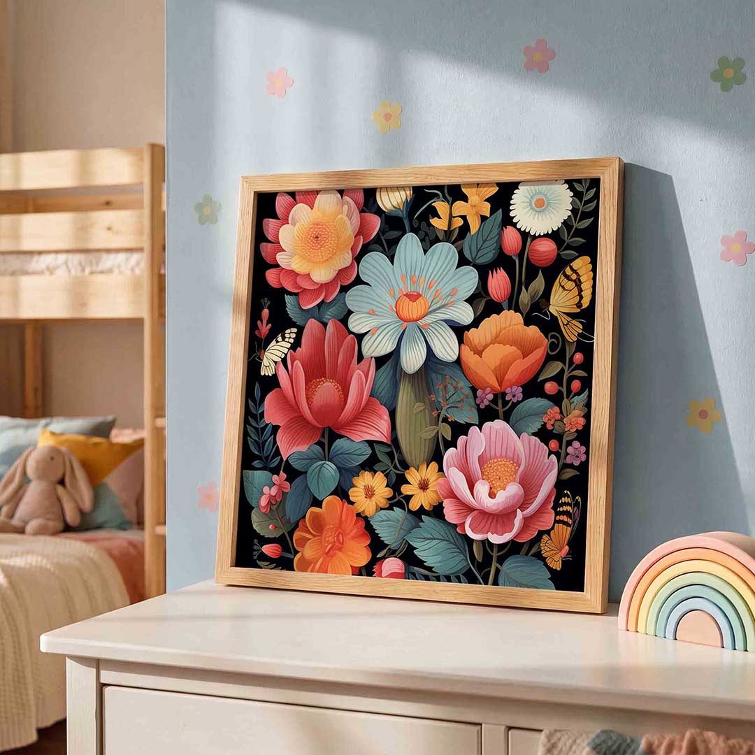 Bloemen en vlinders Poster