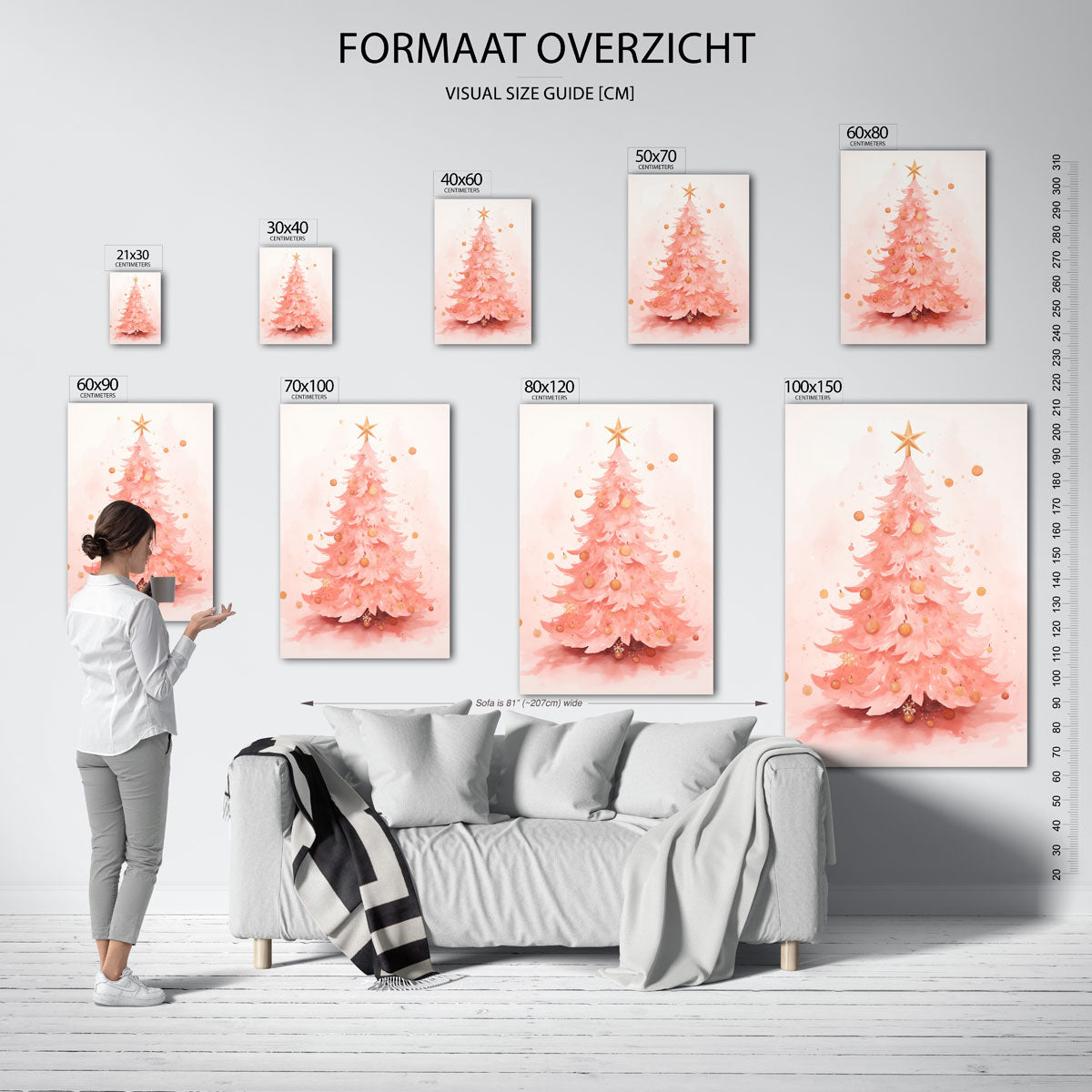 Roze kerstboom Poster