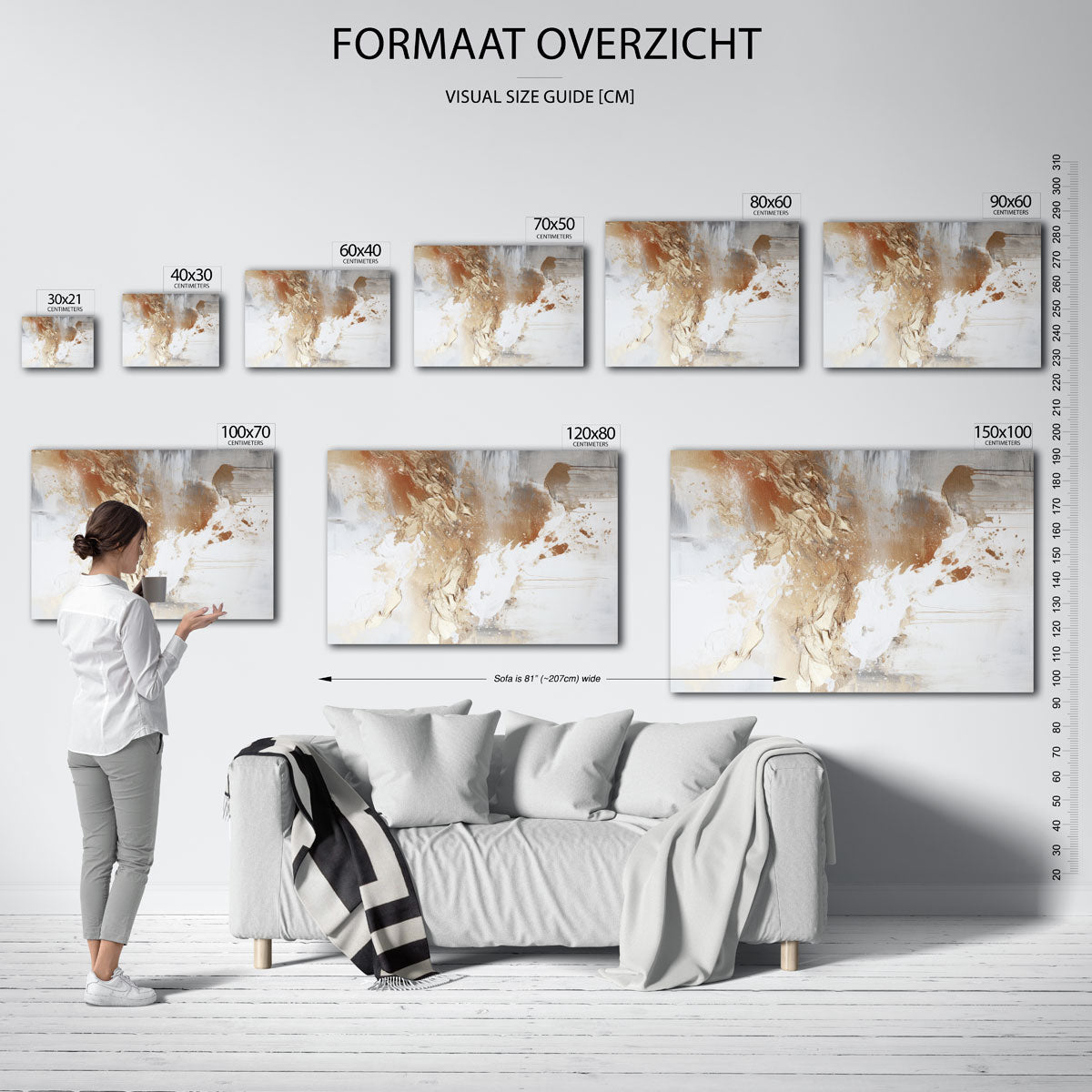 Abstracte beige en witte Poster