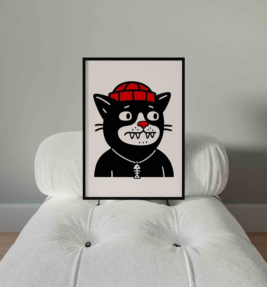 Kat met muts Poster