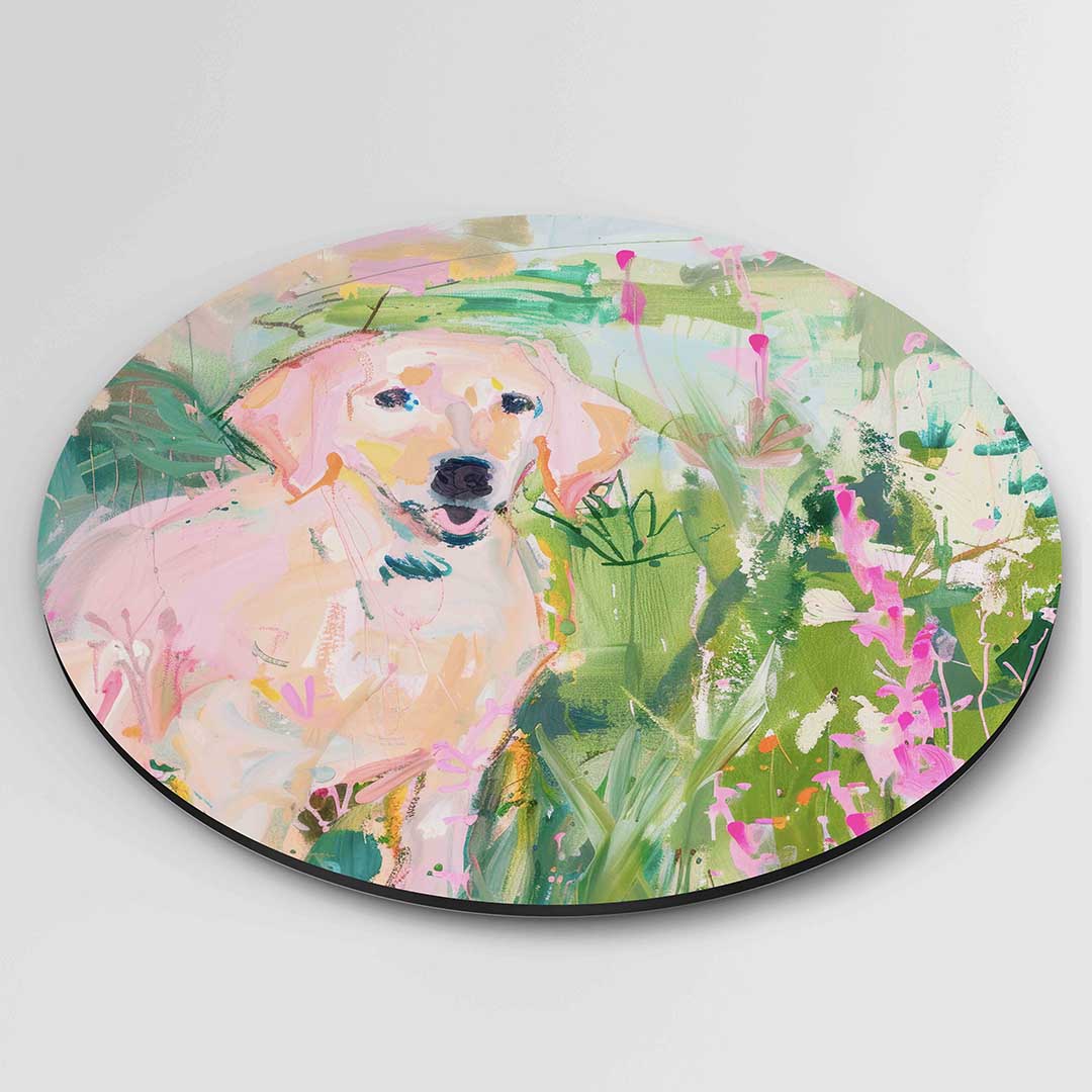 Hond in bloemen Muurcirkel