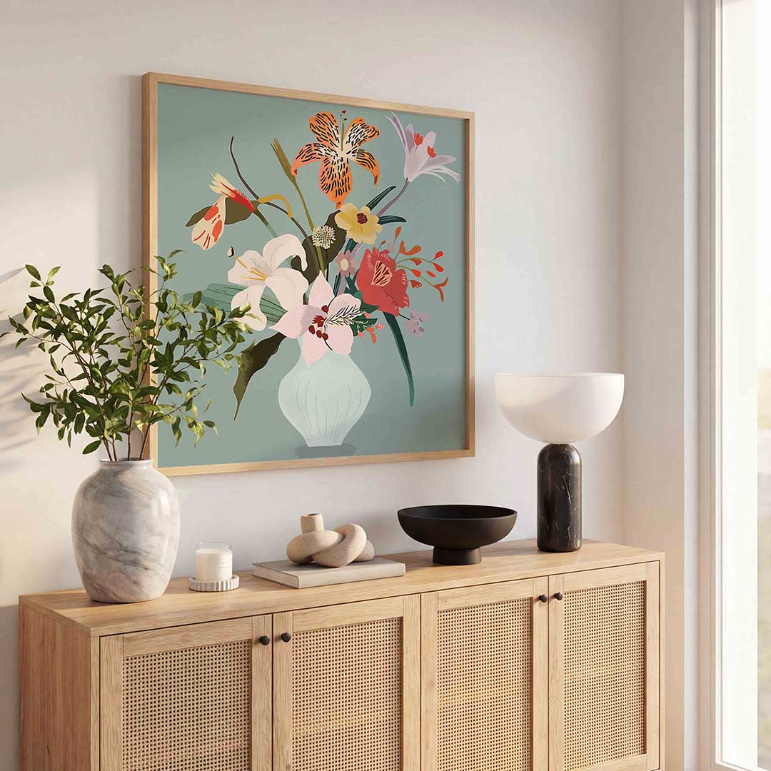 Bloemen in vaas Poster