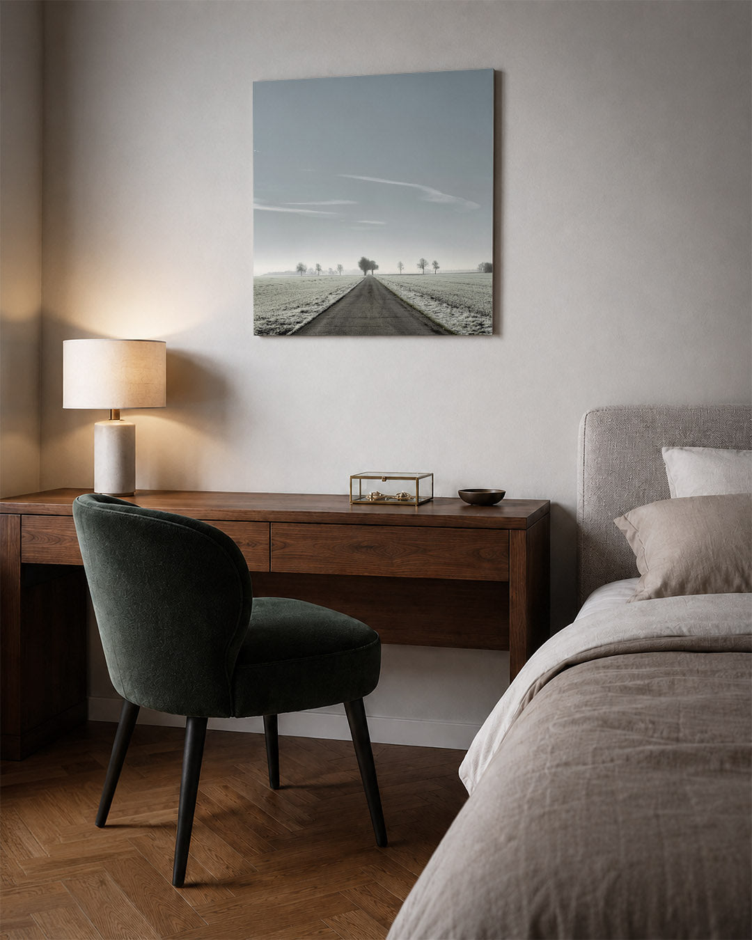 Rustige weglandschap Kunstwerk