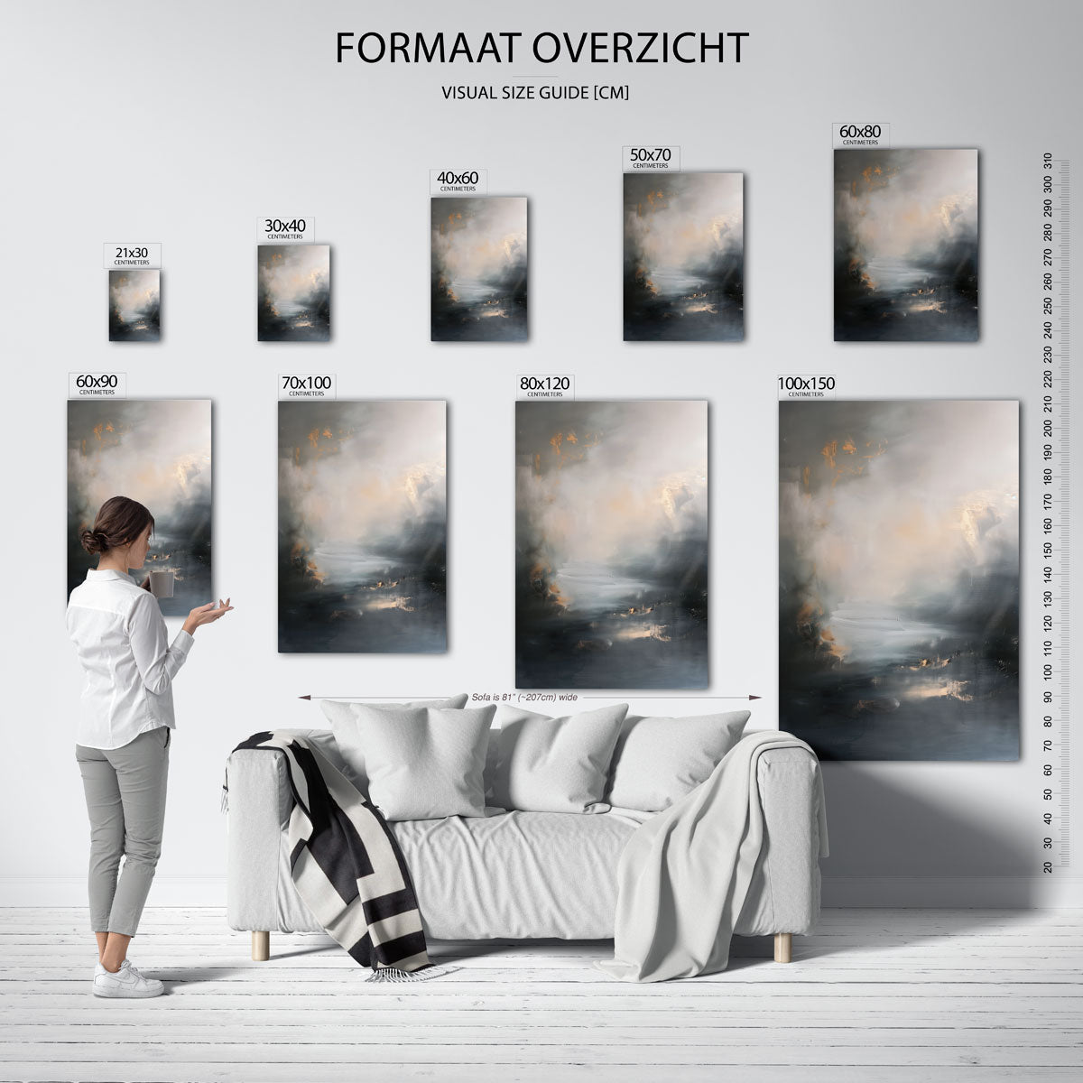 Abstracte grijze en beige Poster