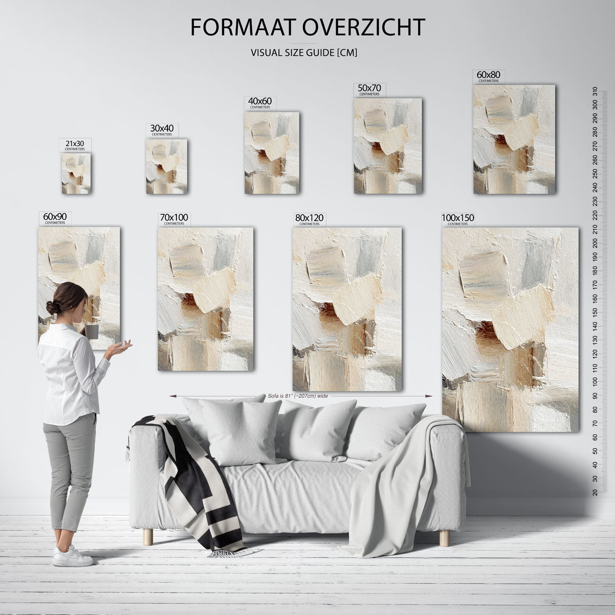 Abstracte beige en witte vormen Poster