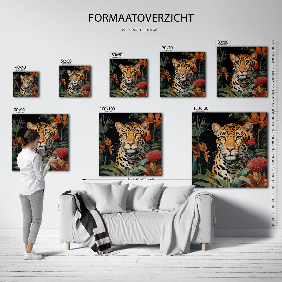 Luipaard tussen bloemen Poster