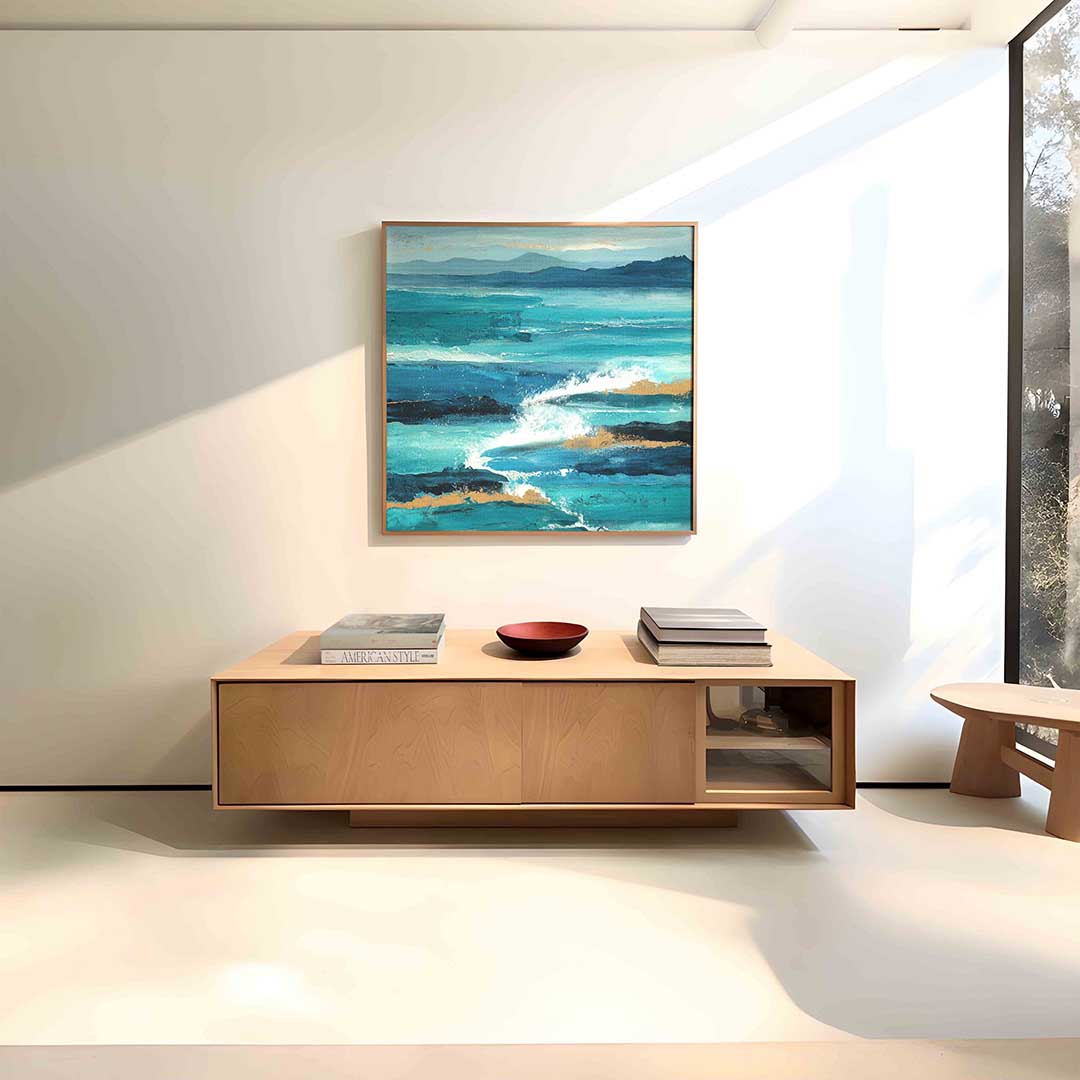 Golven en bergen Poster