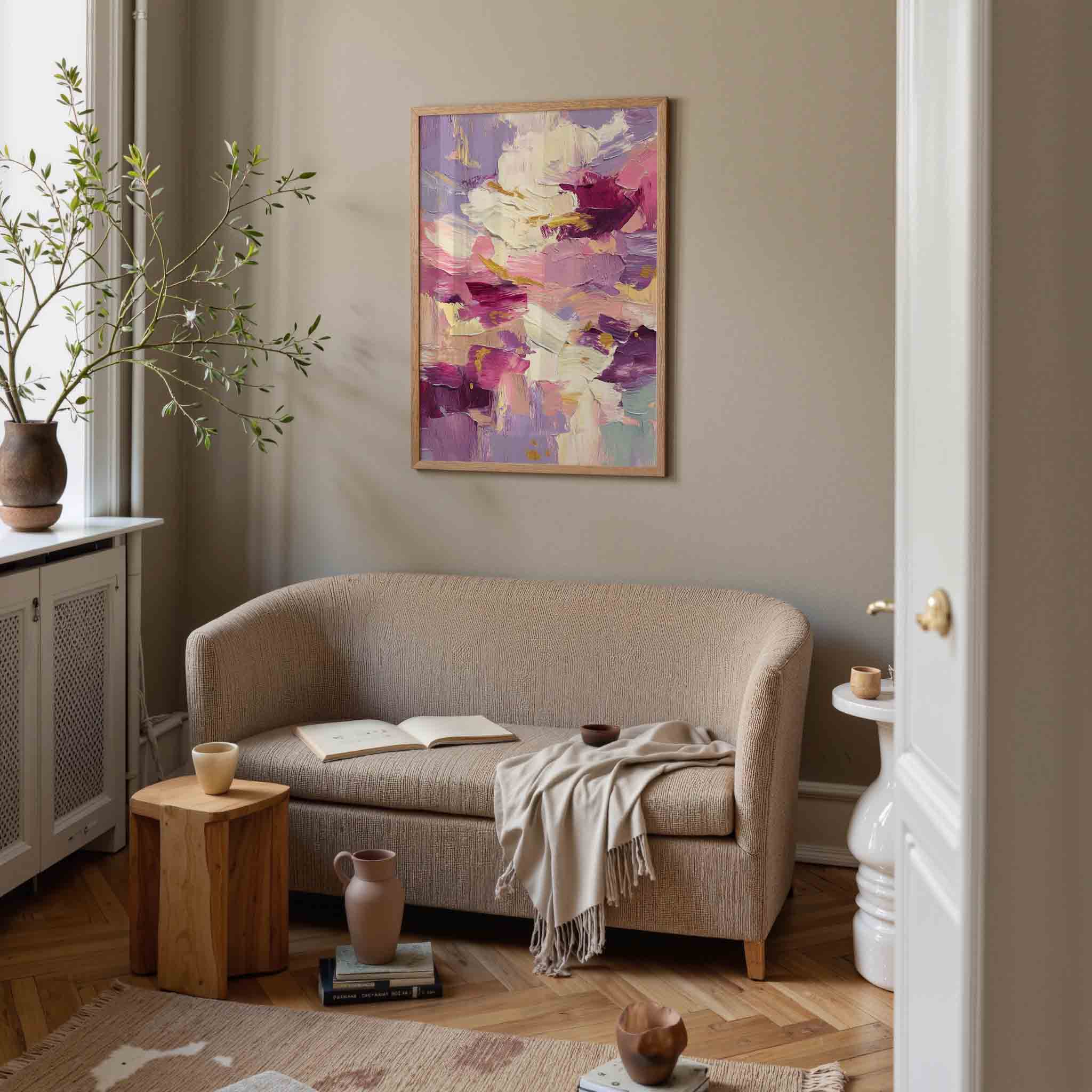 Abstracte paarse en roze Poster
