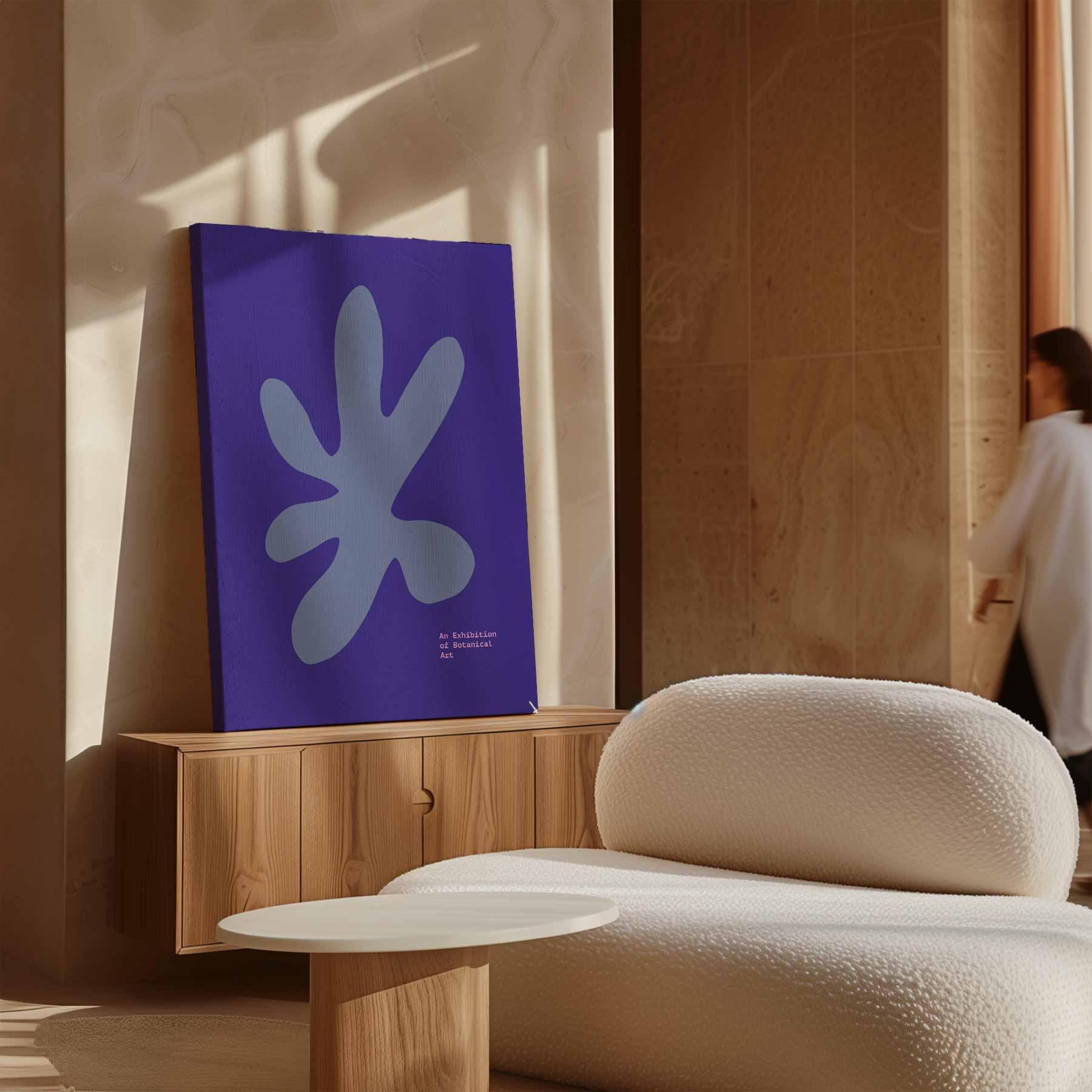 Blauwe Botanische Vormen Kunstwerk-canvas-dibond-plexiglas-wanddecoratie-WallArtistic