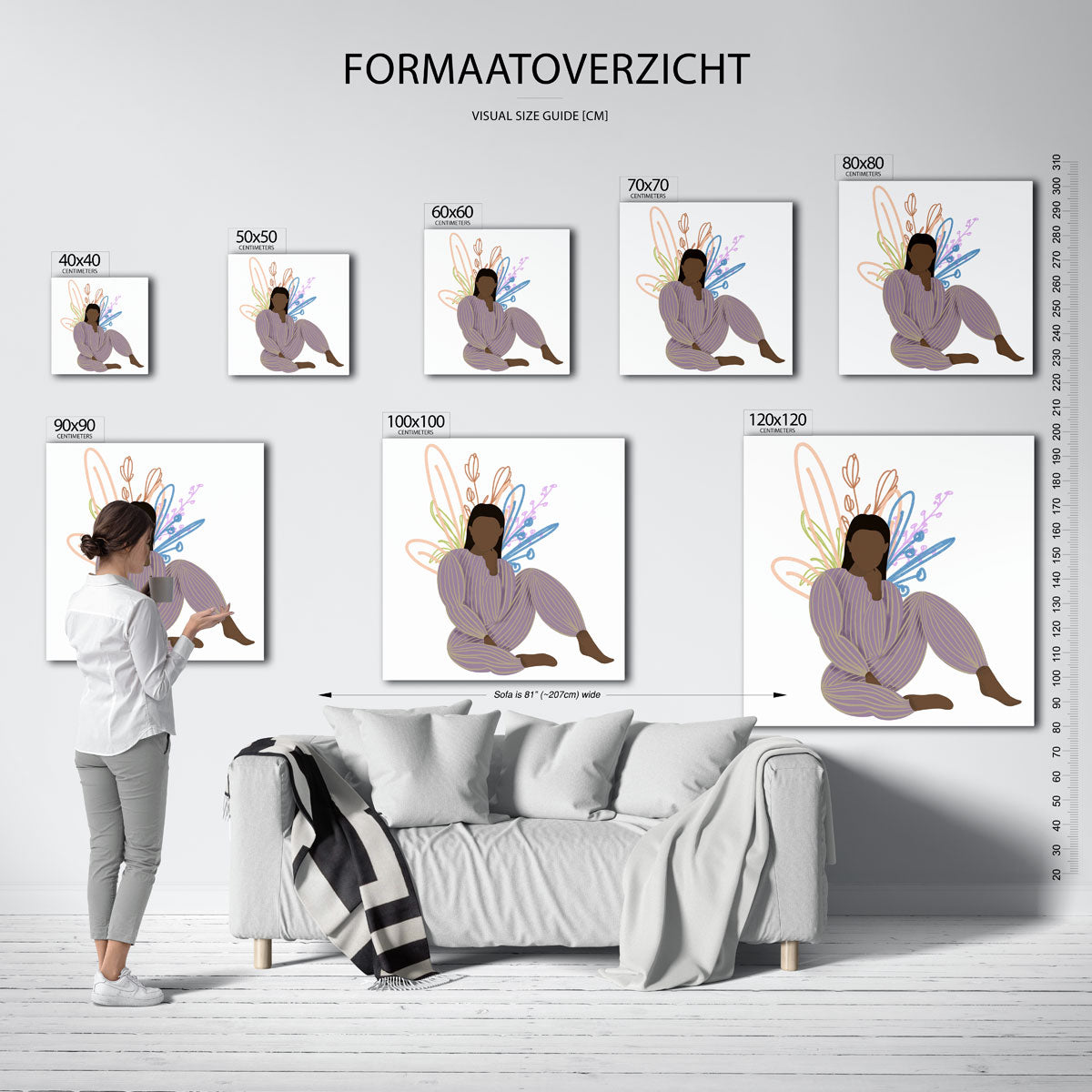 Zittende figuur met bloemen Poster