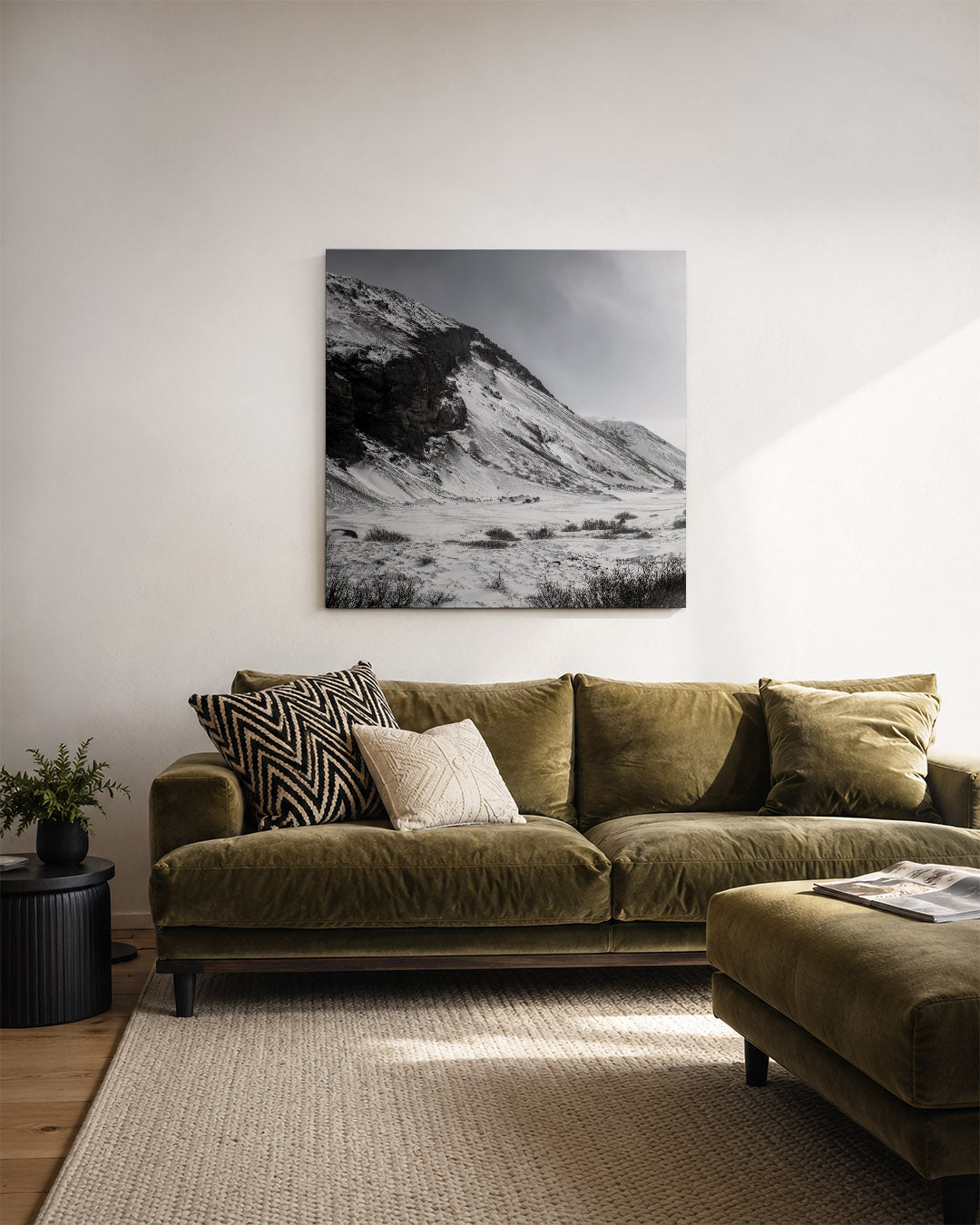 Berglandschap in de sneeuw Kunstwerk