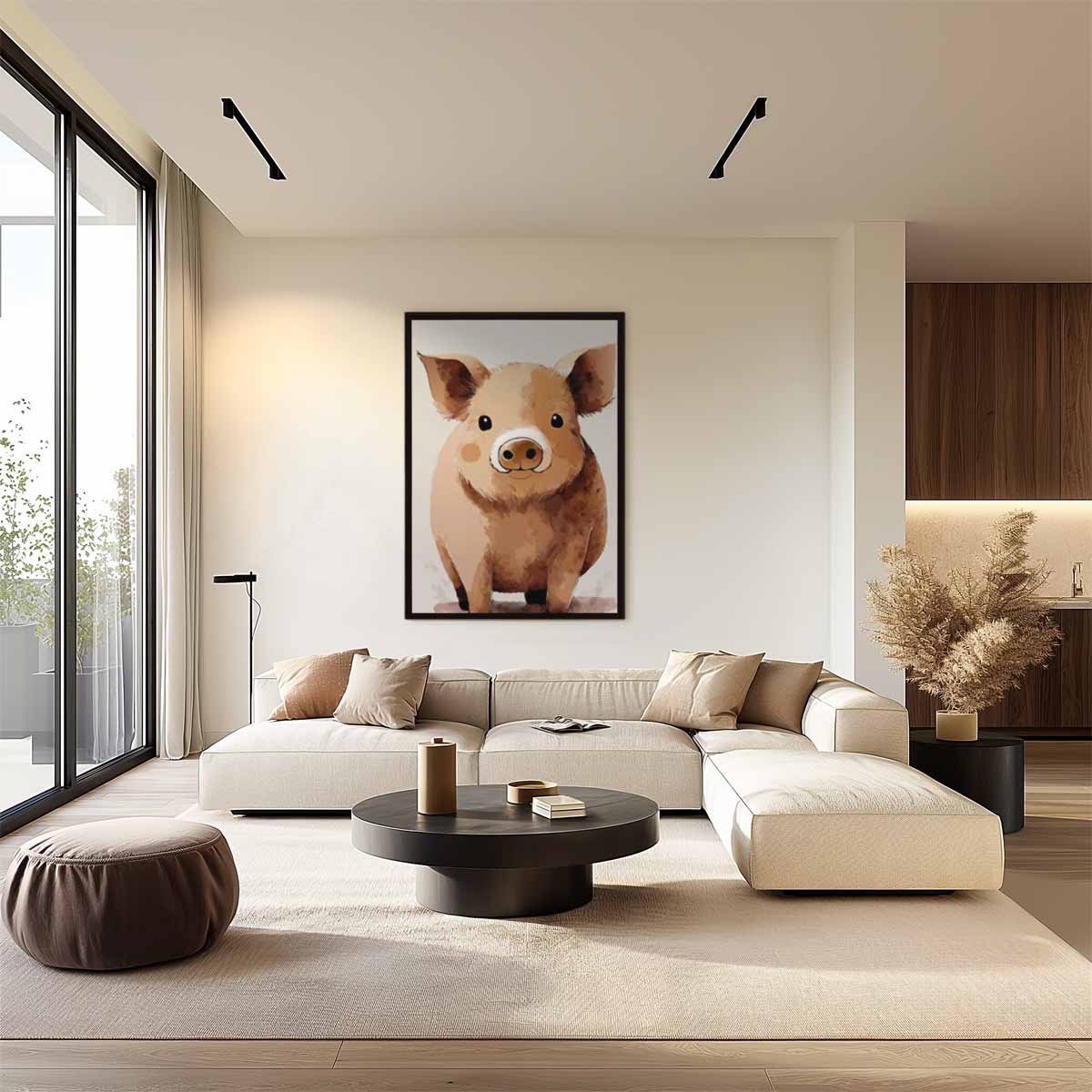 Schattig Biggetje Portret Kunstwerk-canvas-dibond-plexiglas-wanddecoratie-WallArtistic