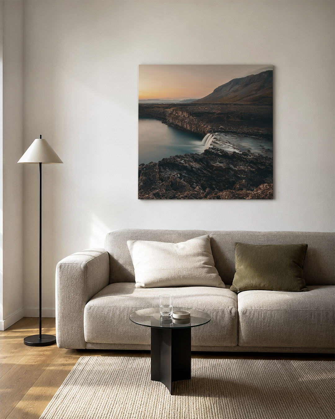 Rustige waterval landschap Kunstwerk
