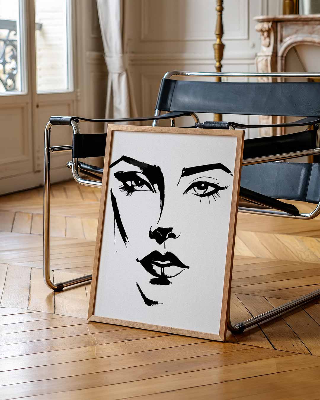 Elegante Vrouwengezicht Illustratie Poster-WallArtistic