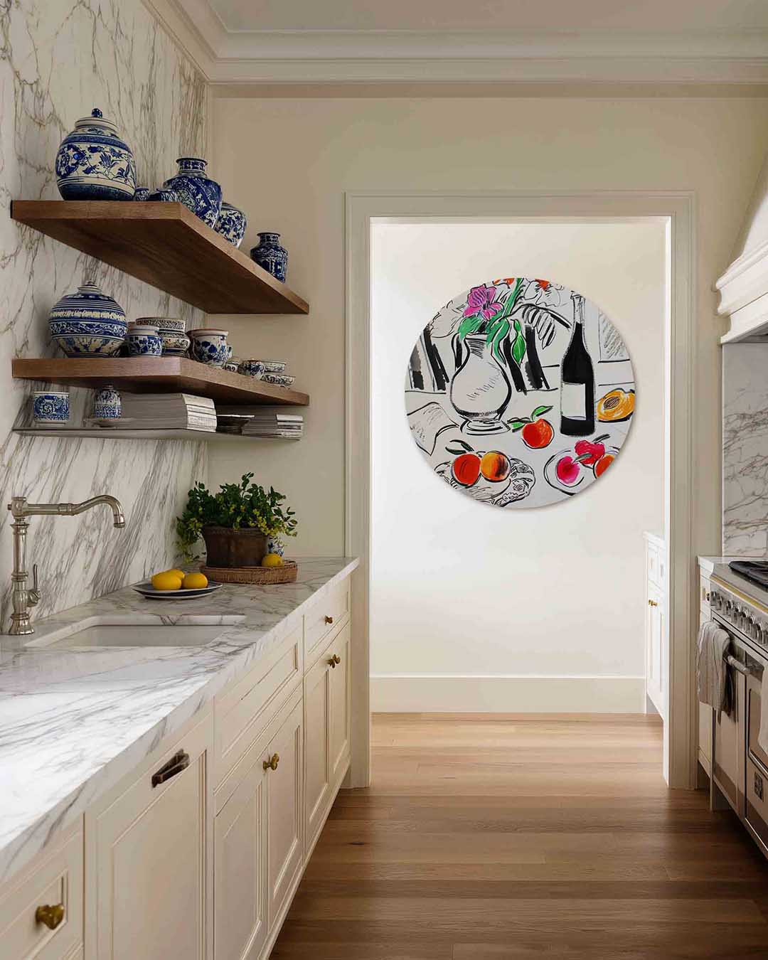 Stilleven met fruit en bloemen Muurcirkel