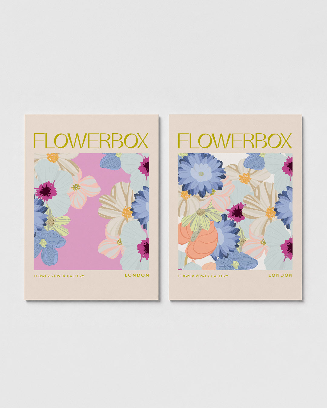 Bloemen en pastel Posterset