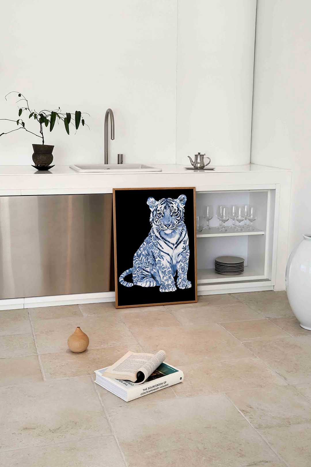 Tijger met bloemen Poster