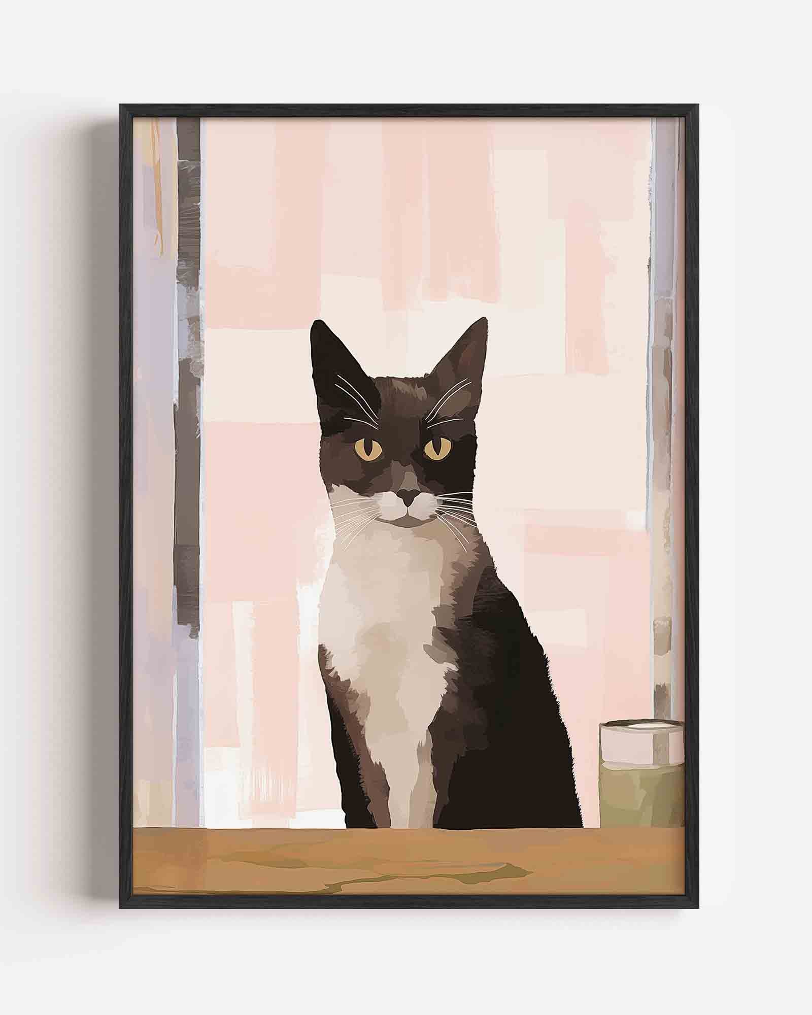 Kat met glas Poster
