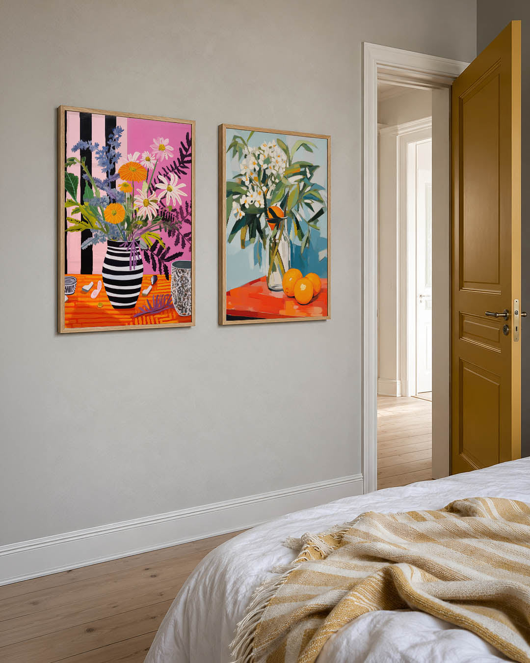 Bloemrijke strepen Posterset