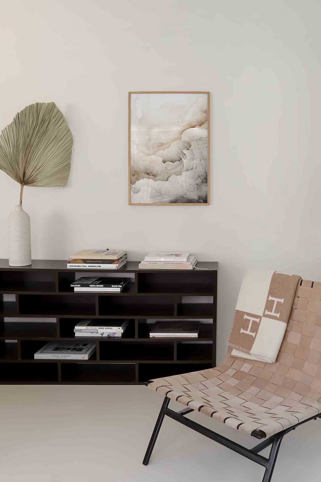 Abstracte beige en grijze Poster