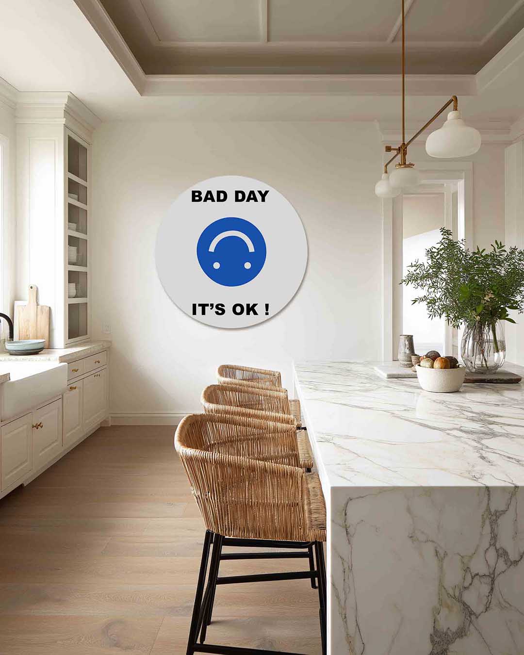 Blauwe smiley Muurcirkel