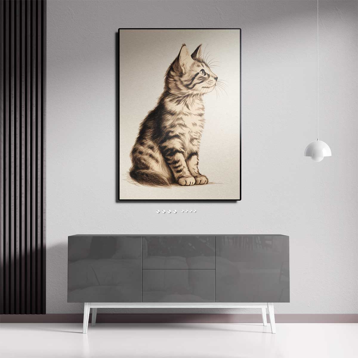 Elegante Kat Schets Kunstwerk-canvas-dibond-plexiglas-wanddecoratie-WallArtistic