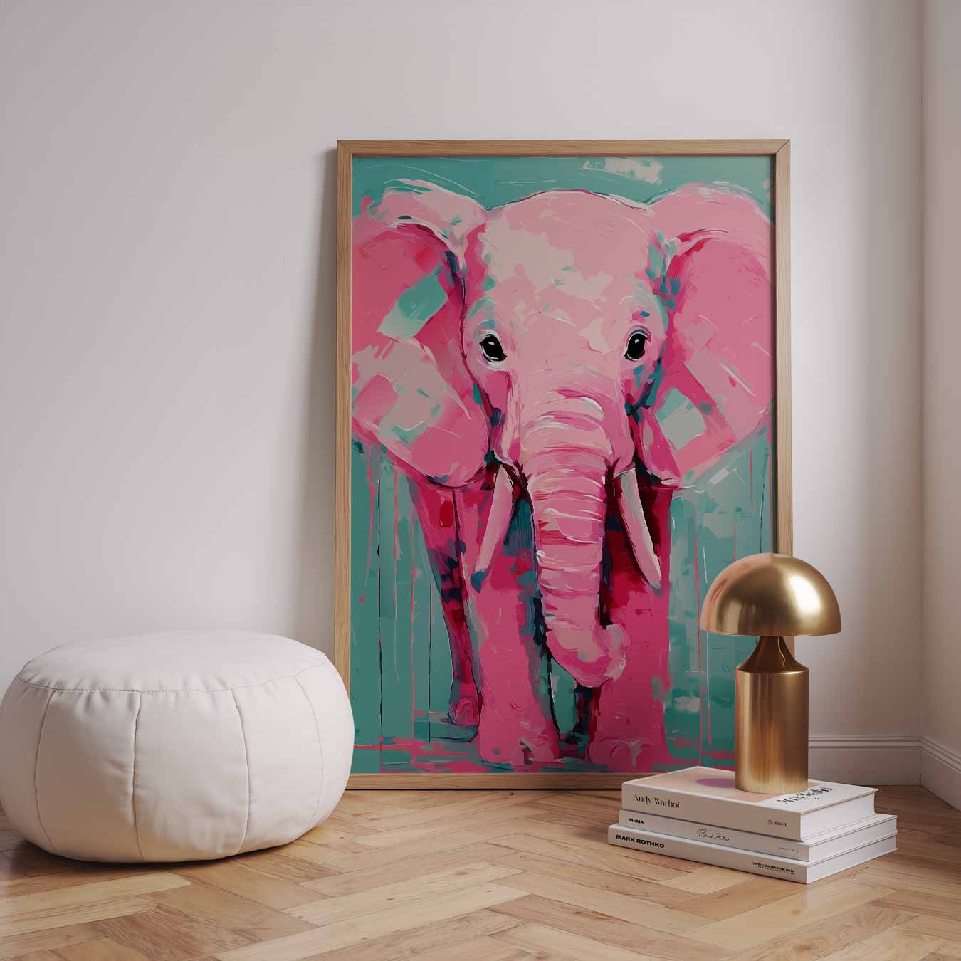 Kleurrijke Roze Olifant Poster-WallArtistic