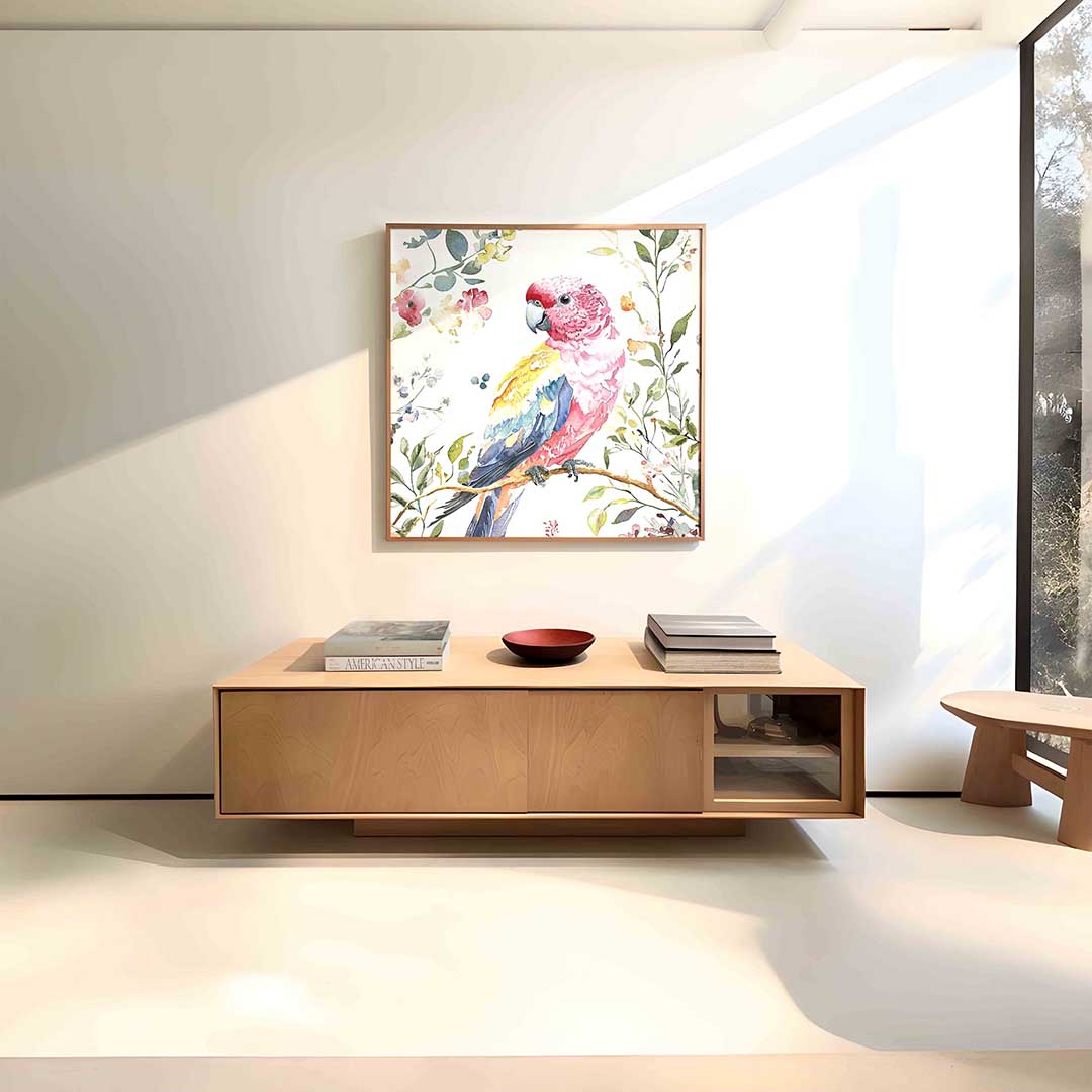 Papegaai en bloemen Poster
