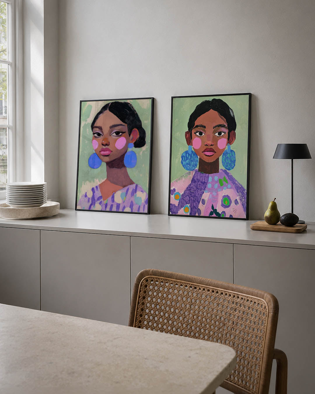 Kleurrijke portretuitdrukking Posterset