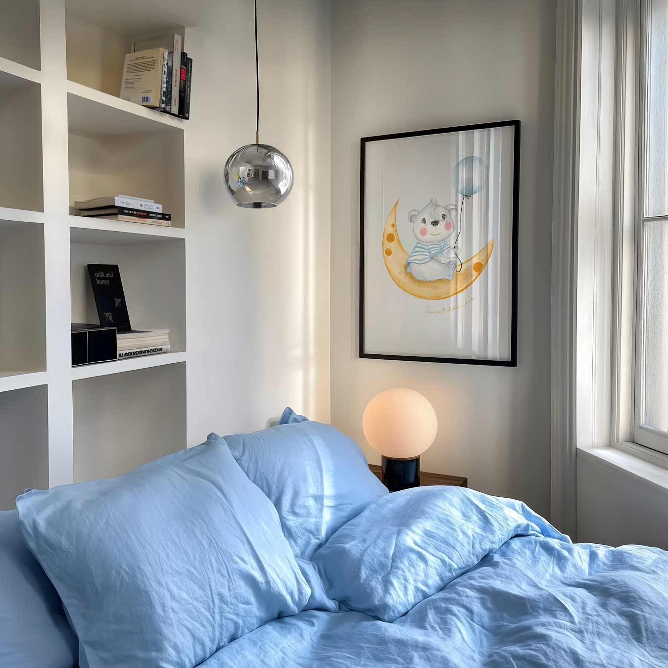 Dromerige Beer op Maan Poster-WallArtistic