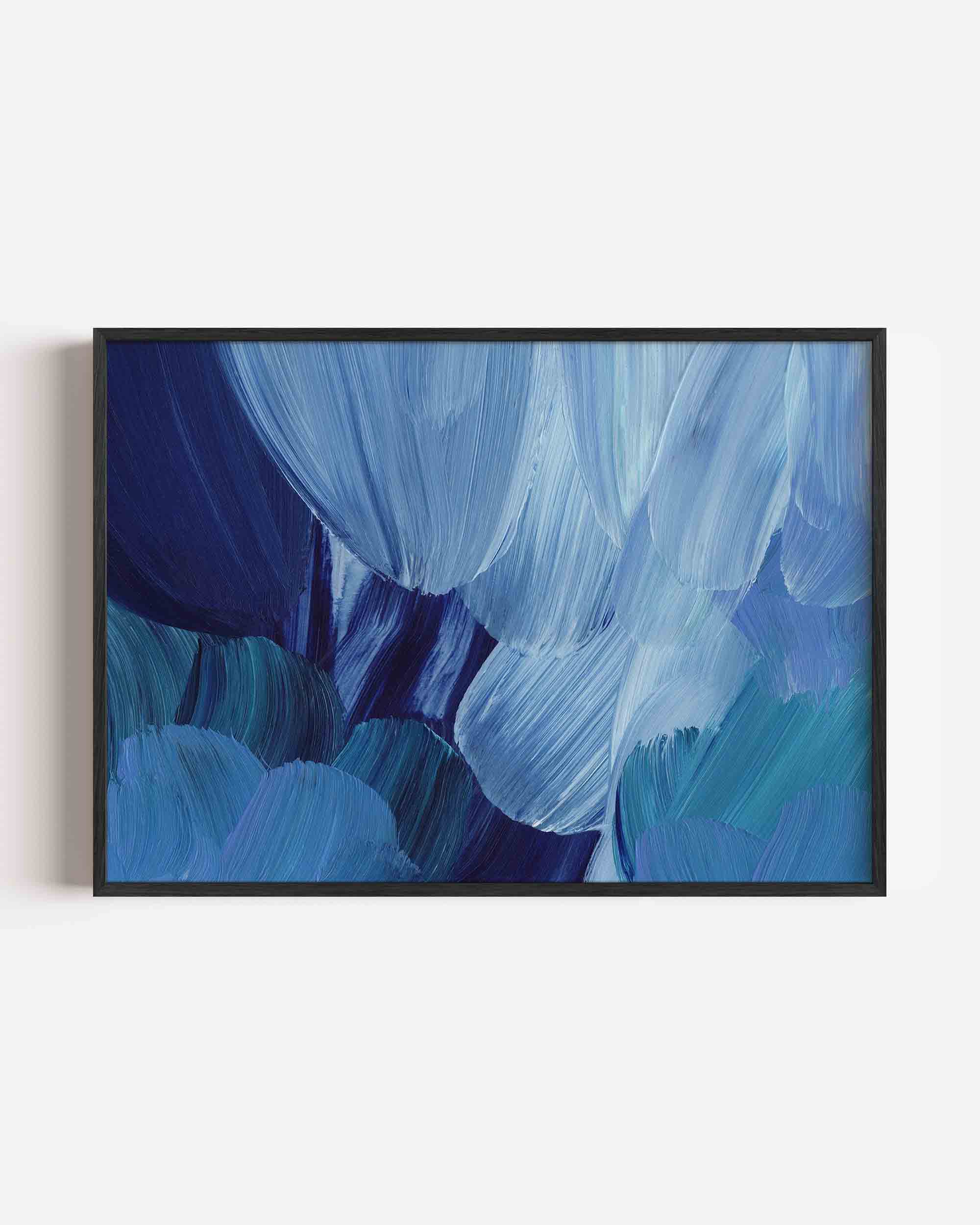 Abstracte blauwe penseelstreken Poster