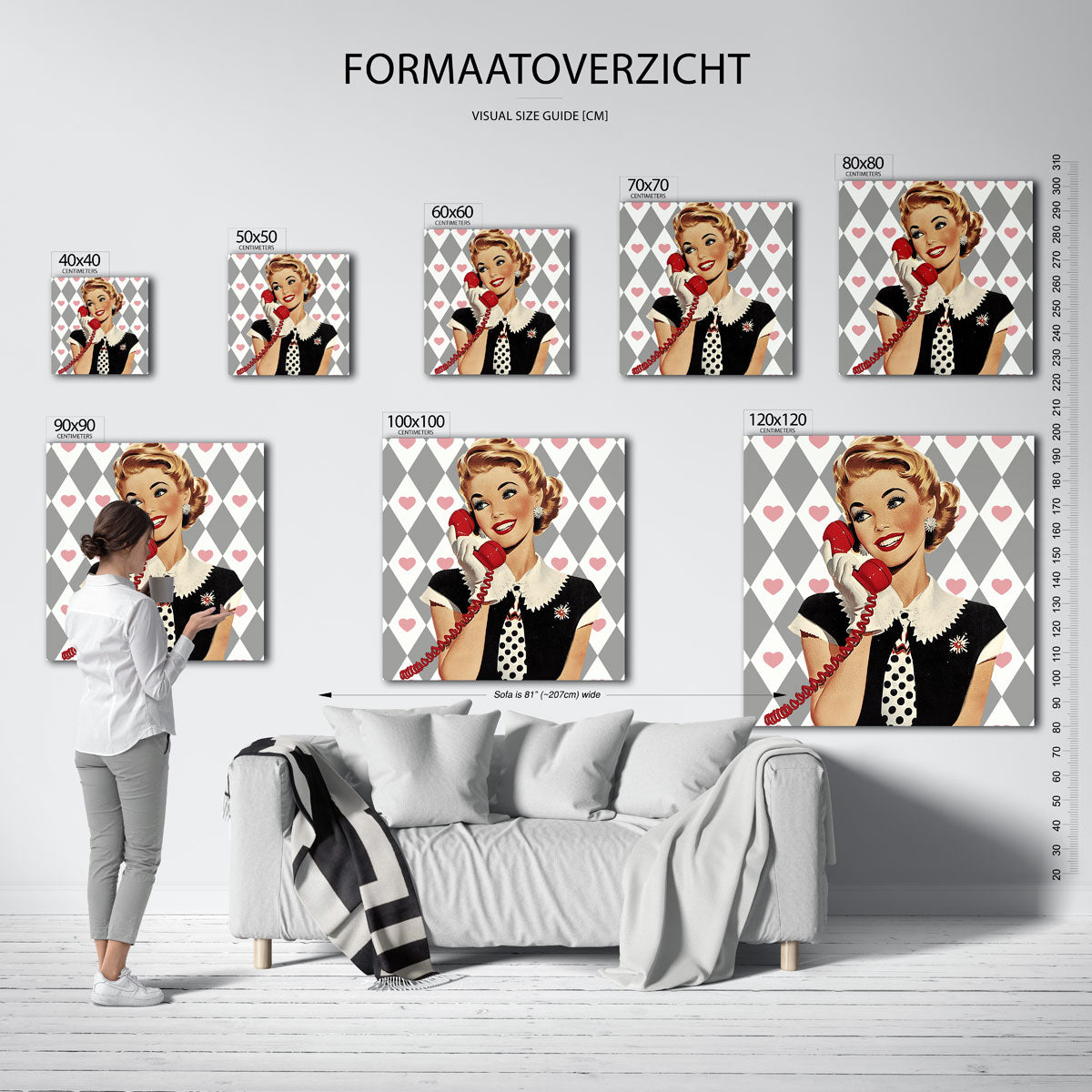 Vrouw met telefoon Poster
