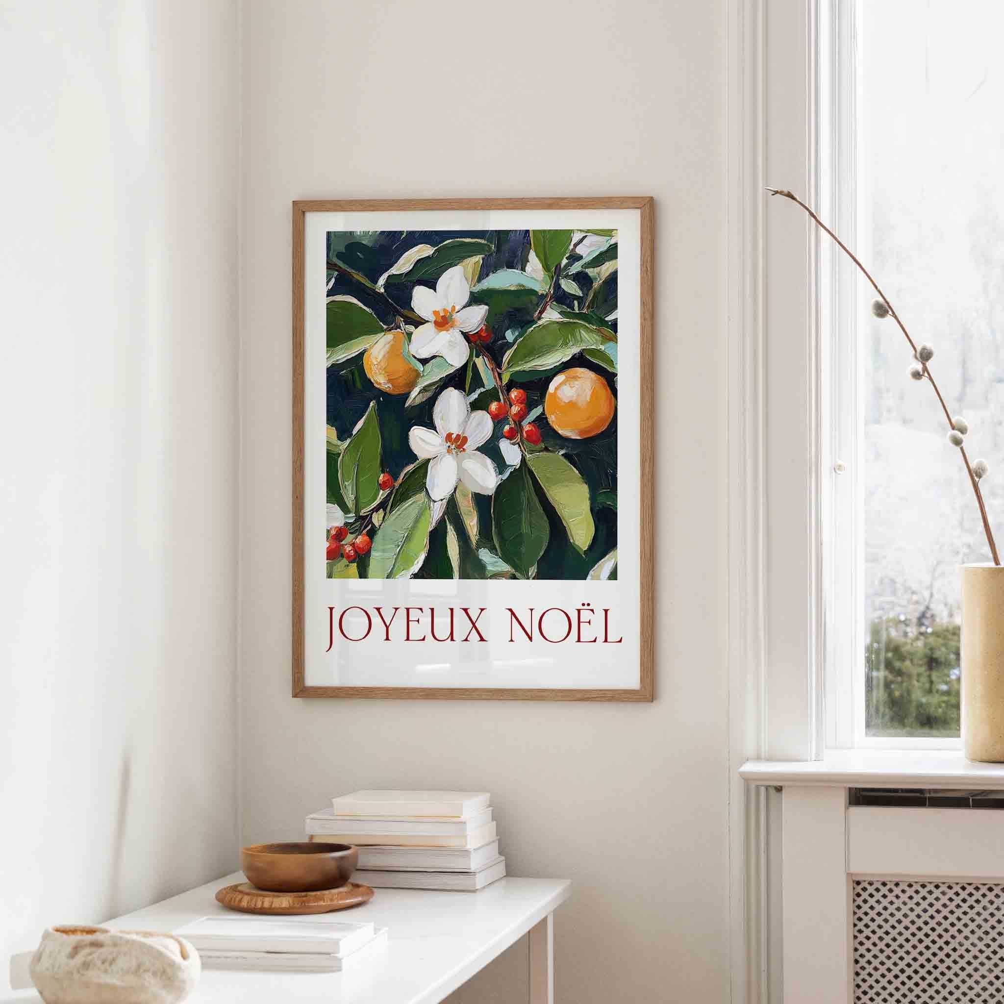 Joyeux noël bloemen en fruit Poster