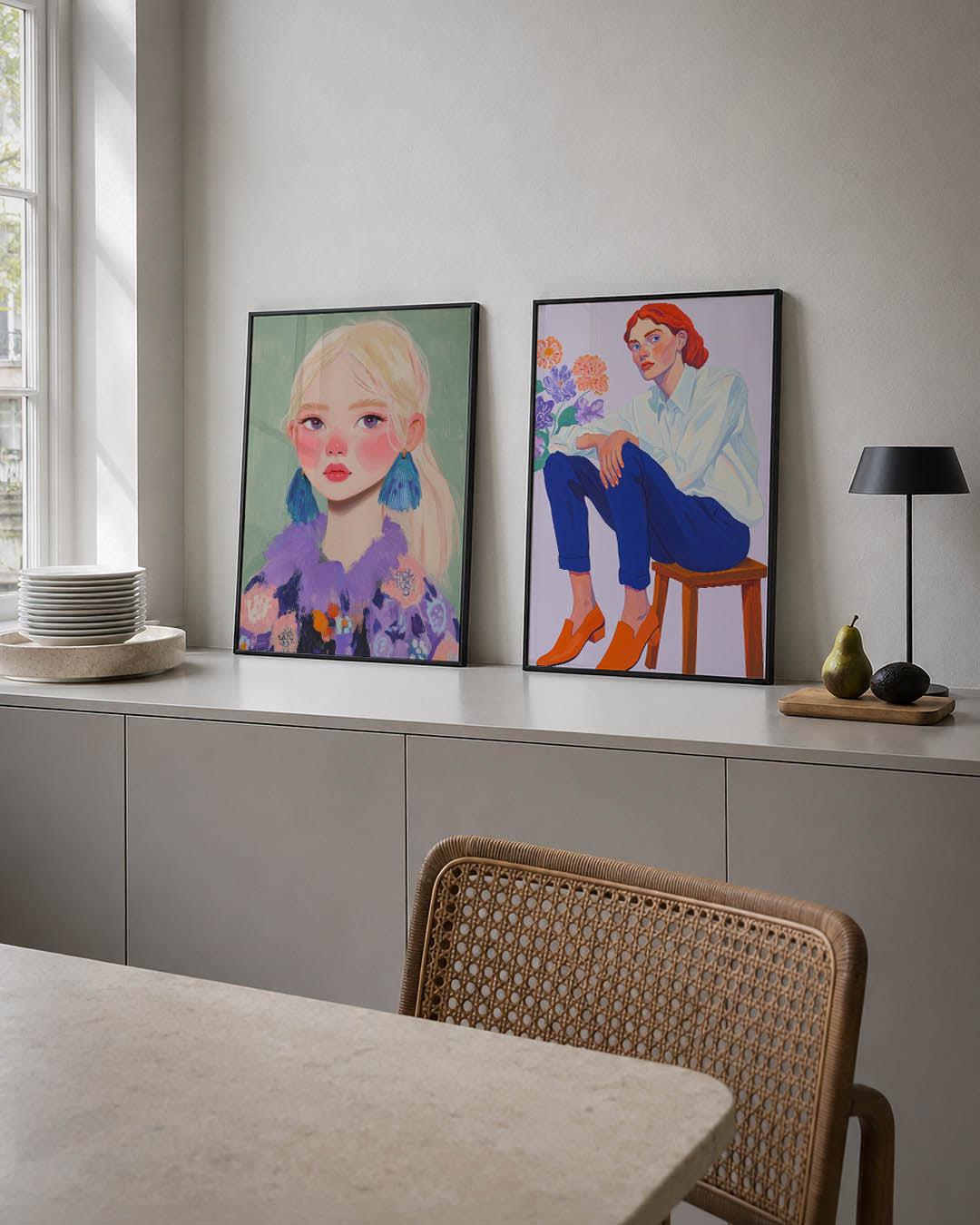 Kleurrijke portretuitdrukking Posterset