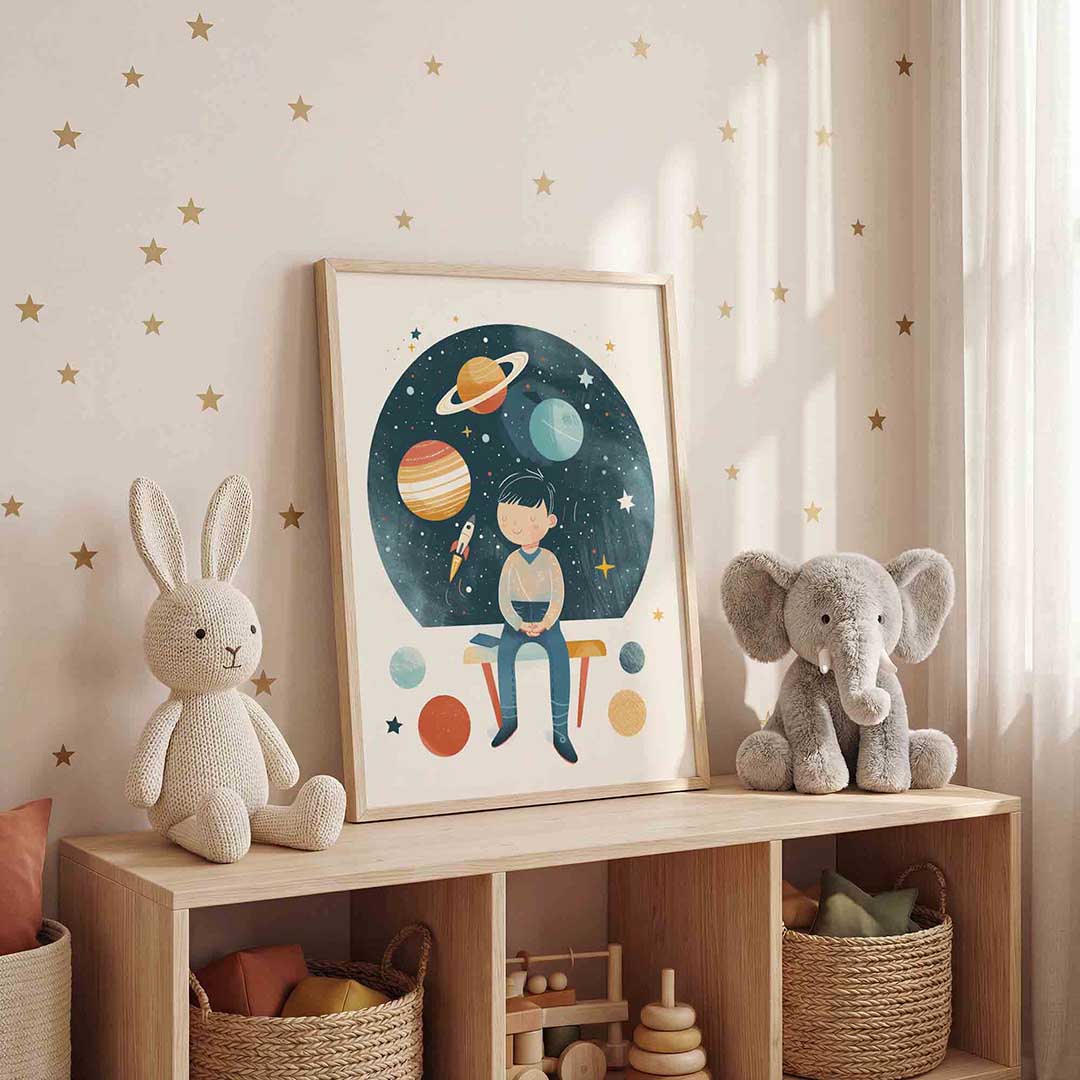 Jongen met planeten Poster